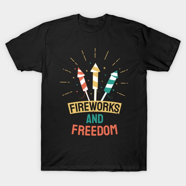 4th of July, Fireworks and Freedom T-Shirt by Kamran Sharjeel